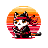 Ninja cat in sunset