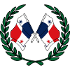 Flags Panama in laurel wreath