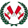 Flags Peru in laurel wreath