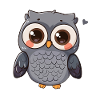 Cute Big-eyed Owl Cartoon Character