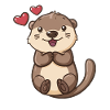 Cute otter with hearts