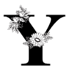 Schwarz-weißer Blumenbuchstabe y