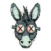 Crossed out eyes as glasses: Funny donkey