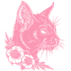rosa Katze mit Blumen