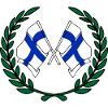 Flags Finland in laurel wreath