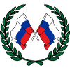 Flags Russia in laurel wreath
