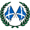 Flags Scotland in laurel wreath