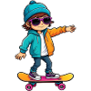 Cool Happy Skateboarding Kid