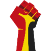 Le poing levé (rouge, jaune, noir)