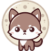 Mondgeist: Chibi-Wolf mit Vollmond