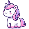 Unicorno simpatico con figura stilizzata