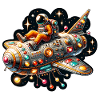 Imaginative whimsical spaceship with astronaut