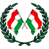 Flags Hungary in laurel wreath