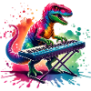 Musicien dino cool au clavier