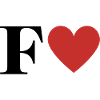 Letter f red heart