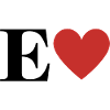 Letter e red heart
