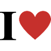 Letter i red heart