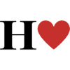 Lettre h cœur rouge
