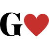 Letter g red heart