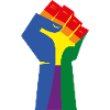 Die erhobene Faust (Regenbogenfarben)
