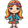 Cute Cartoon Hippie Girl