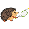 Happy hedgehog plays tennis