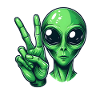 Alien shows peace sign