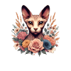 Chat Sphynx avec Fleurs