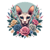 Sphynx Cat with Flowers