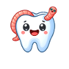 Funny tooth with worm