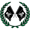 Pirate flags in laurel wreath