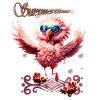 Cute flamingo running welcoming