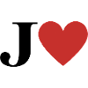 Letter j red heart