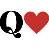 Letter q red heart