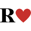 Letter r red heart