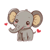 Cute elephant with hearts