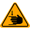 Hand injury warning, safety notice