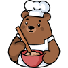 Süßer Bär beim backen