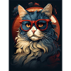 Stylish Cat with Glasses