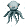 Octopus squid, cute sea creatures