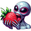 Alien UFO Strawberry funny fruity