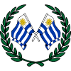 Flags Uruguay in laurel wreath