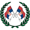 Flags Serbia in laurel wreath
