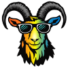 Mountain goat with sunglasses