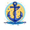 Blauer Schiffsanker, Symbol Schiff Anker