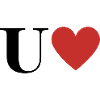 Letter u red heart