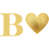 Letter b Golden Heart