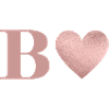 Letter b heart rose gold