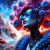 Surreal portrait and futuristic landscape