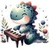 Dino Pianiste Player Drôle Design